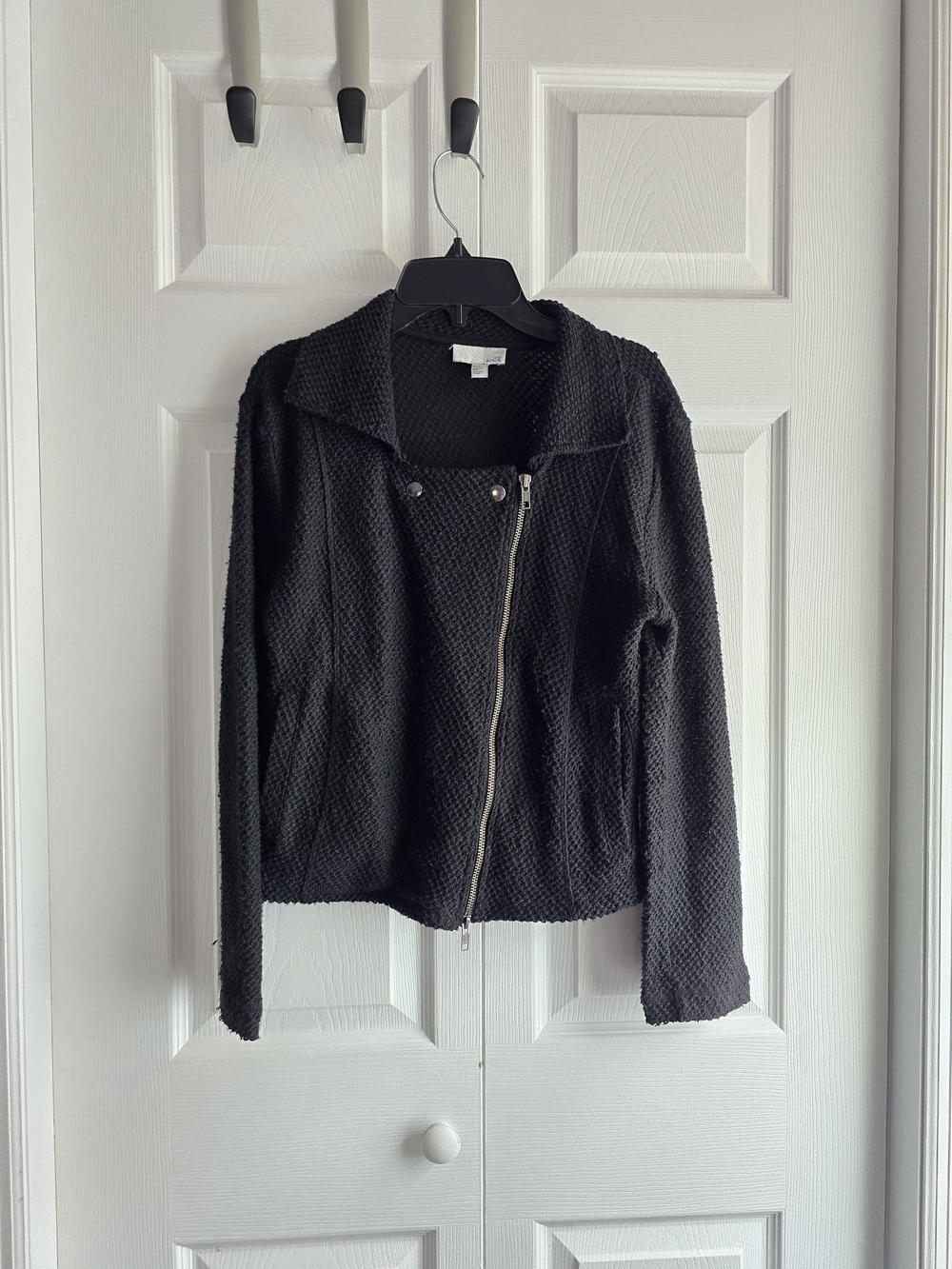 14th & Union Black Textured Asymmetrical Zip Moto Jacket Size S/P